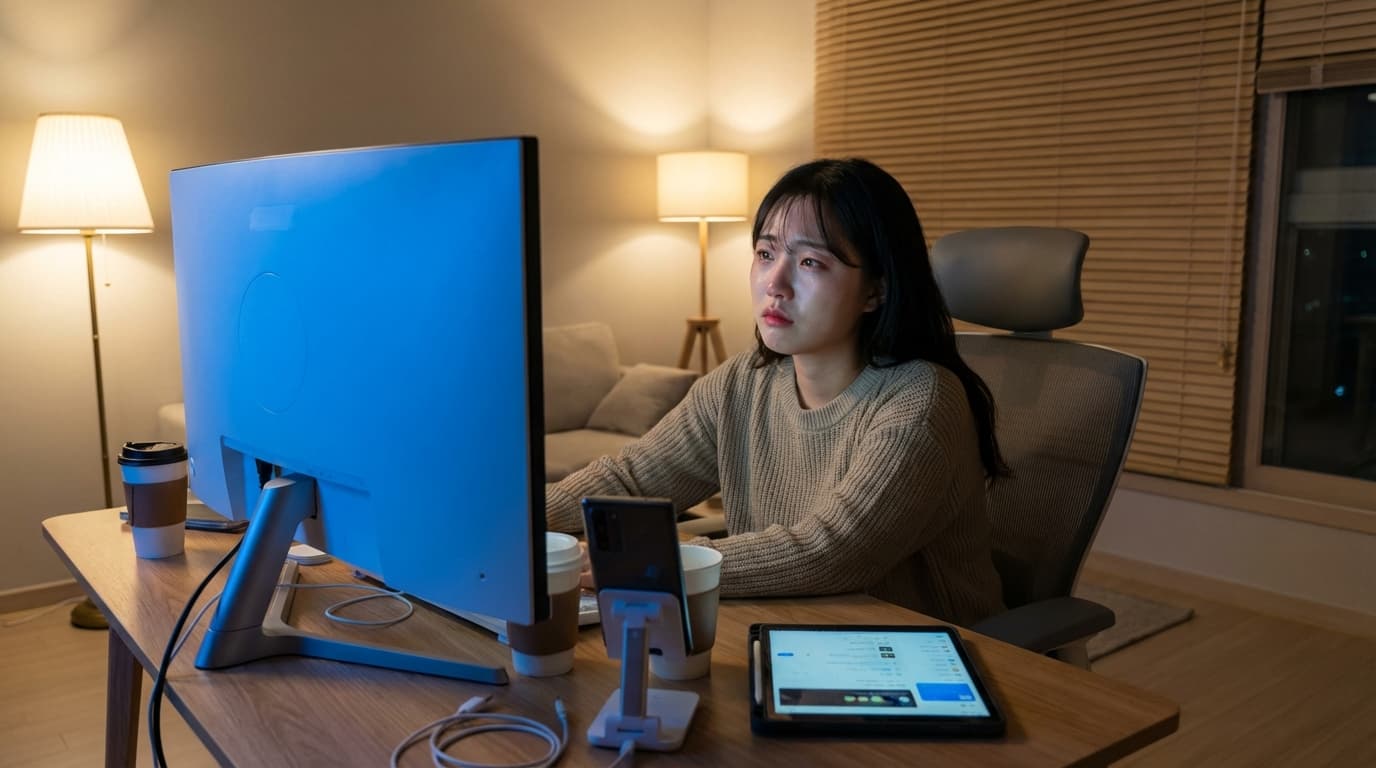 눈이 피로하면 두통이 생길까? 진통제 대신 뇌신경을 풀어야 하는 이유 (두통 개선 연구 결과 기반)