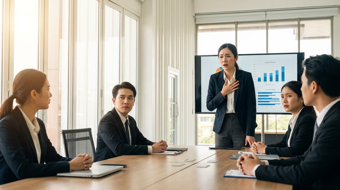 Why do I feel suffocated when presenting? Finding hidden causes of presentation anxiety and panic disorder in office workers