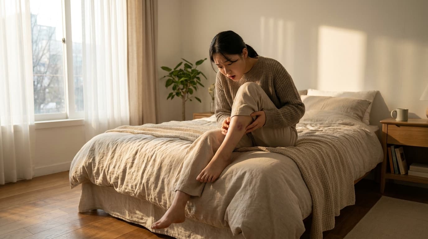 ぶつけた覚えがないのに足にアザができる、もしかして紫斑病?